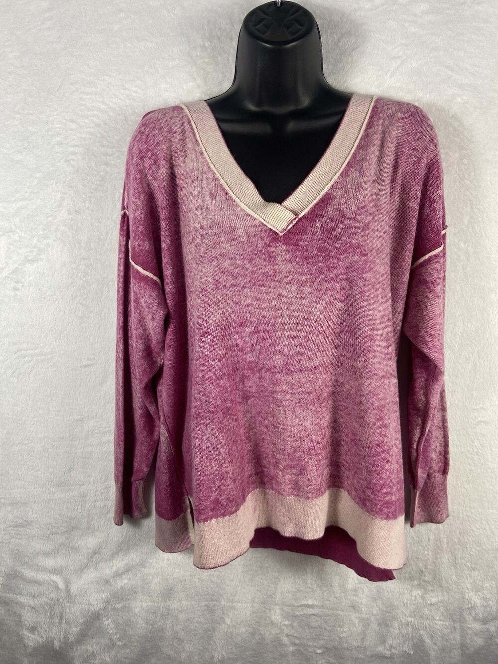 Sundance Cotton Sweater Women’s XL Samantha Pink V Neck Casual Y2K